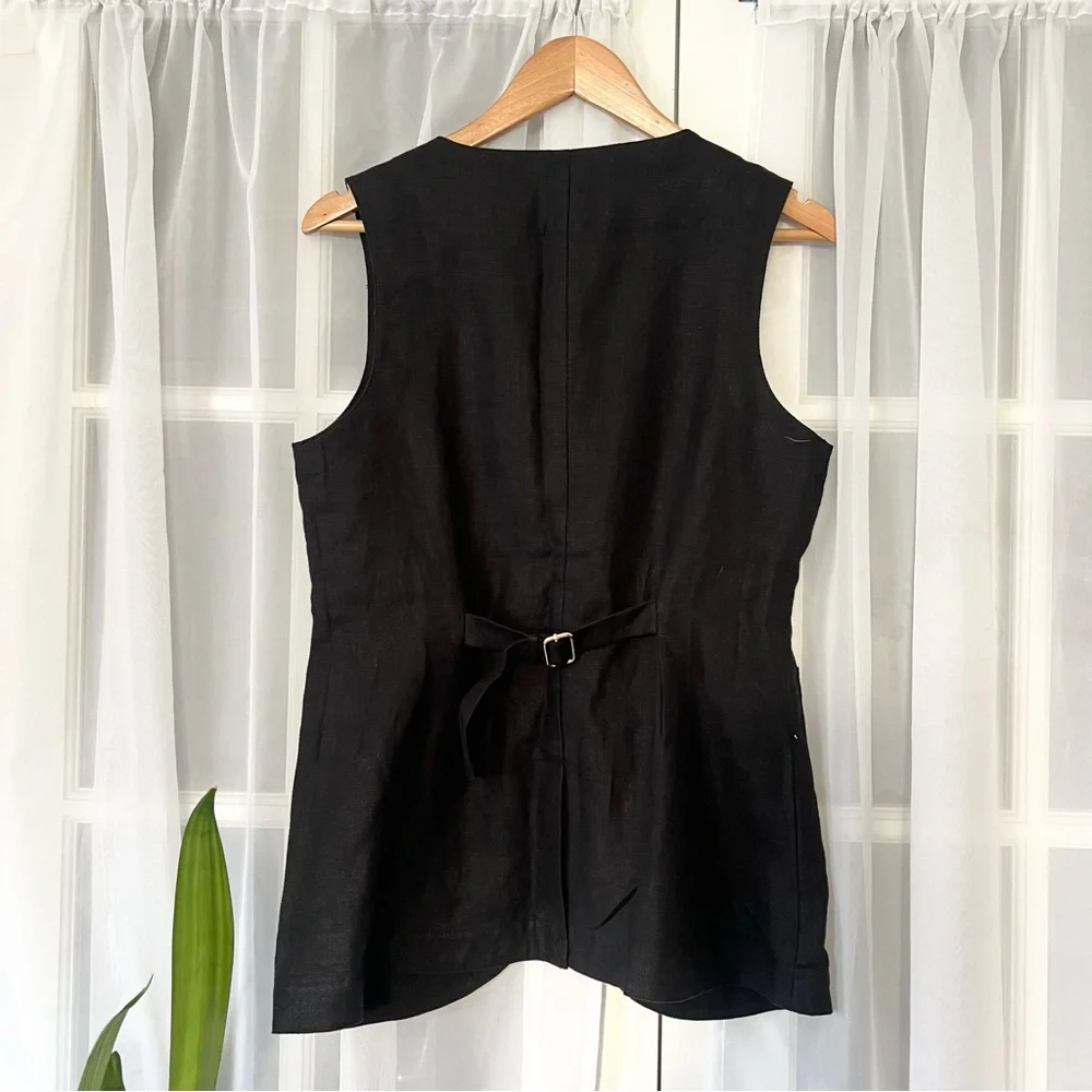 Posse Emma Linen Black Vest Size Medium - Picture 8 of 10